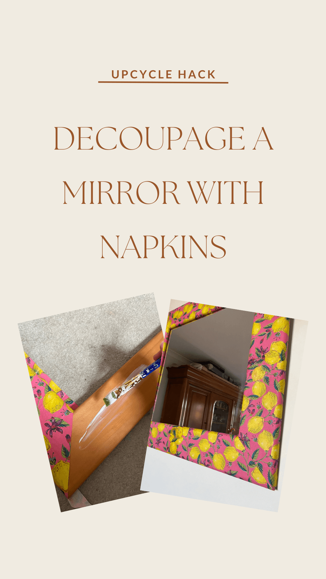 pin image: decoupage a mirror with napkins